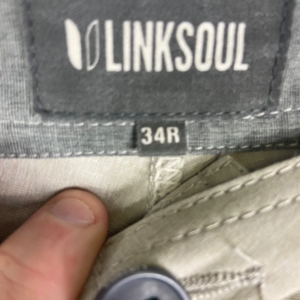 Linksoul Mens Pants Chino Golf‎ Beige Stretch Performance 34R **Actual 36x32